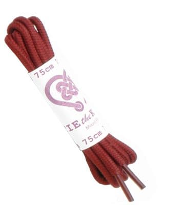 Shoe Laces Pair Round Red Wine 3 - 5 Eyelet Rows 75cm