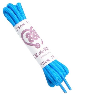 Shoe Laces Pair Round Sky Blue 3 - 5 Eyelet Rows 75cm