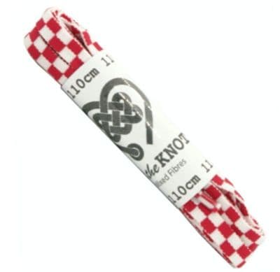 Shoe Laces Red White Chequered Flat Pair For 4 - 8 Eyelets 110cm Long