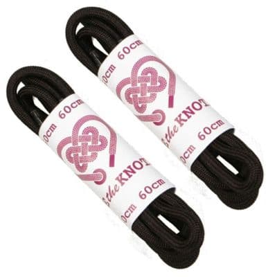 Shoe Laces Round Black 2 Pairs For 3 - 5 Eyelets 60cm