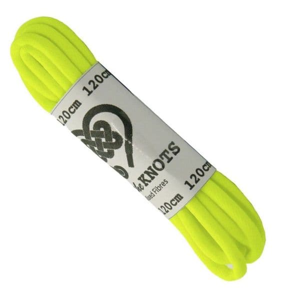 Shoe Laces Round Pair Neon Lime For 5 - 8 Eyelet Rows 120cm