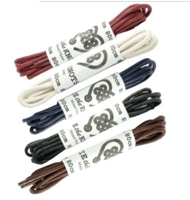 Shoe Laces Round Thin Pair 4 - 6  Eyelet Pairs  Waxed Cotton 80cm