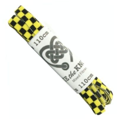 Shoe Laces Yellow Black Chequered Flat Pair For 4 - 8 Eyelets 110cm Long