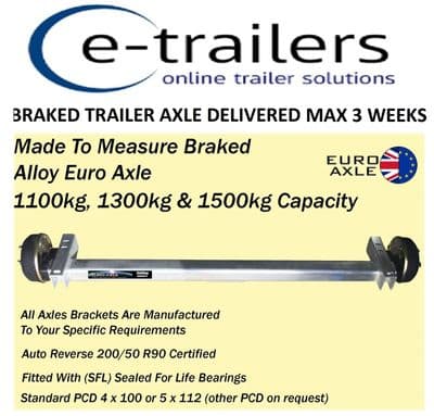 1100kg ALLOY TRAILER & BOAT SUSPENSION AXLE & BRAKE DRUMS -FOR PRE NOVEMBER 2016 TRAILERS