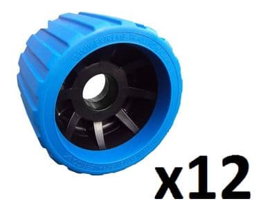 12 x EXTREME BOAT TRAILER BLUE BLACK WOBBLE ROLLER 26mm BORE NON MARKING SUPERB