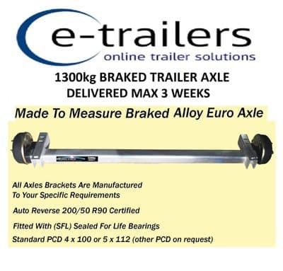 1300kg ALLOY TRAILER & BOAT TRAILER SUSPENSION AXLE & BRAKE DRUMS -FOR PRE NOVEMBER  2016 TRAILERS