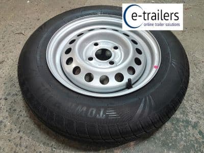 145x80x13 EXTRA LOAD TRAILER TYRE ON 100mm PCD 4Jx13 RIM ET30 57mm CENTER HOLE