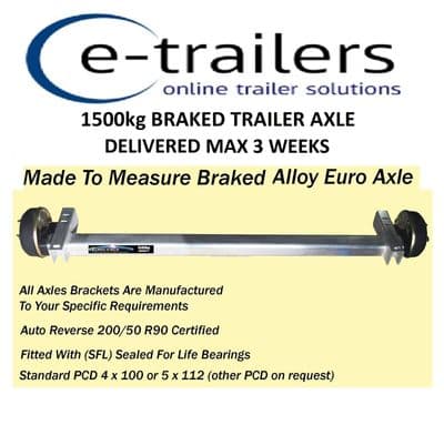 1500kg ALLOY TRAILER SUSPENSION AXLE & BRAKE DRUMS -FOR PRE NOVEMBER 2016 TRAILERS