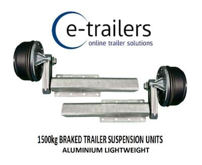 1500kg BRAKED ALUMINIUM TRAILER SUSPENSION UNITS & DRUMS DRILLED FOR YOUR PCD