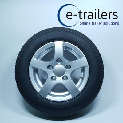 155x70x12 TYRE & ALLOY WHEEL 5 STUD 112mm PCD BRIAN JAMES CAR TRAILER - 900KG