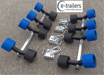 16 Black & Blue Roller Boat Jet Ski Dinghy Trailer Set - adjusts to hull shape