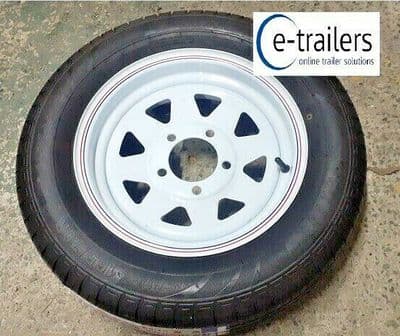 165x70x13 TYRE ON AMERICAN BOAT TRAILER WHEEL 5 STUD 114mm PCD 80mm CENTER HOLE