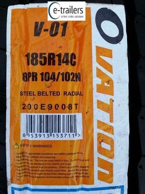 185xR14C OVATION PREMIUM BRAND COMMERCIAL 8 PLY CARAVAN TRAILER TYRE 104 102N 900kg