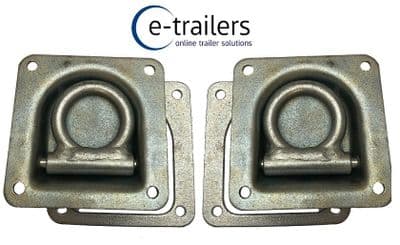 2 x Gwaza 5241 Recessed Trailer Truck Load Cargo Lashing Eye Ring Tie Down + Backing Plates