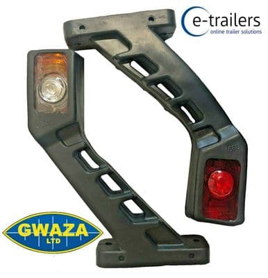 2 x GWAZA LONG LED RED WHITE AMBER RUBBER STALK TRAILER LORRY MARKER LAMPS 15221