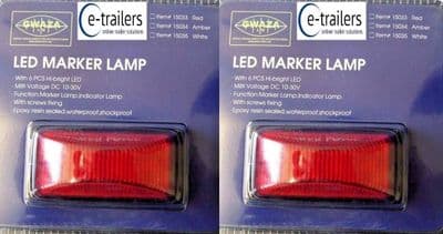 2 x GWAZA TRAILER RED REAR LED  MARKER  LIGHT LAMP 10-30v -74x38x30mm
