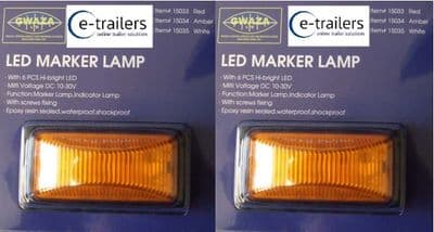 2 x GWAZA TRAILER SIDE AMBER LED MARKER INDICATOR LIGHT LAMP 10-30v 74x38x30mm TOP QUALITY