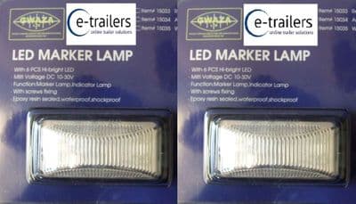 2 x TRAILER FRONT LED CLEAR MARKER INDICATOR LIGHT LAMP 10-30v 74x38x30mm