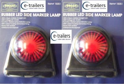 2 x TRAILER LED SIDE MARKER LAMPS-RUBBER MOUNTED-WATERPROOF-SHOCKPROOF - 10-30v