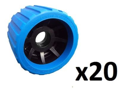 20 x EXTREME BOAT TRAILER BLUE BLACK WOBBLE ROLLER 26mm BORE NON MARKING SUPERB