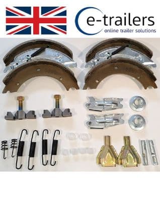 203x40 KNOTT TYPE ONE AXLE SET OF BRAKE SHOES + COMPLETE SERVICE KIT