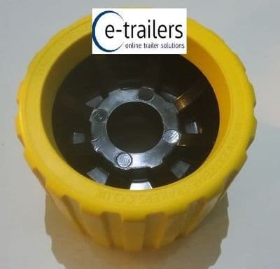 26mm BORE NYLON -EXTREME BOAT TRAILER WOBBLE ROLLER -NON MARKING YELLOW / BLACK
