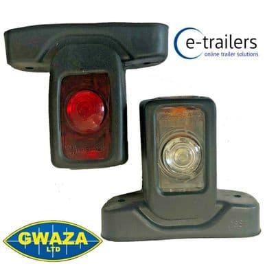 2x GWAZA SHORT LED RED WHITE AMBER RUBBER STALK TRAILER LORRY MARKER LAMPS 15223