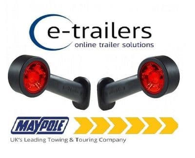 2x LED RED WHITE LENS RUBBER STALK TRAILER LORRY TRACTOR MARKER LAMPS MP8718BL R