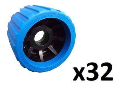 32 x EXTREME BOAT TRAILER BLUE BLACK WOBBLE ROLLER 26mm BORE NON MARKING SUPERB