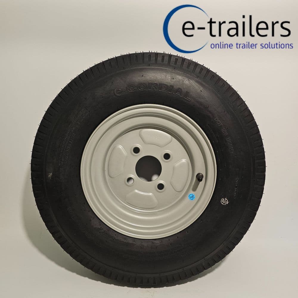 5.00-10 500x10 6PLY TRAILER TYRE ON 4 STUD 100mm PCD 79N 437KG CORDIAL ...