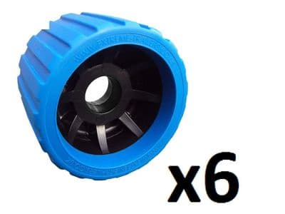 6 x EXTREME BOAT TRAILER BLUE BLACK WOBBLE ROLLER 26mm BORE NON MARKING SUPERB