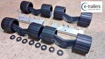 8 Black Wobble Roller Boat Jet Ski Dinghy Trailer Set on 2x250mm equaliser arms