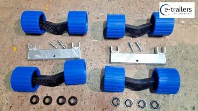 8 Blue Black Wobble Roller Boat Jet Ski Dinghy Trailer Set on 2x250mm equalisers