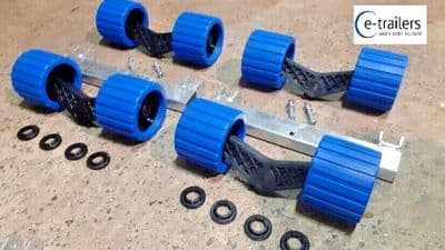 8 Blue Black Wobble Roller Boat Jet Ski Dinghy Trailer Set on 2x350mm equalisers