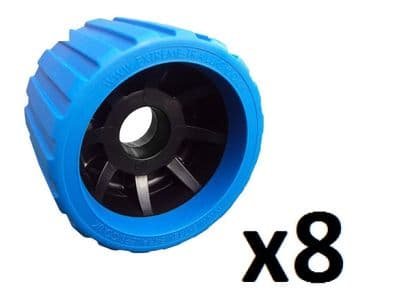 8 x EXTREME BOAT TRAILER BLUE BLACK WOBBLE ROLLER 26mm BORE NON MARKING SUPERB
