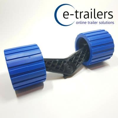 BOAT TRAILER WING BRACKET & 2 NON MARKING BLUE BLACK WOBBLE ROLLERS - MADE IN THE UK