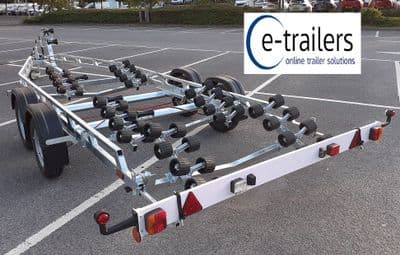 EXTREME 2600kg SUPER ROLLER BOAT TRAILER - 48 ROLLERS 3 CRADLES - 22ft BOATS  7.2m RIBS  IN STOCK