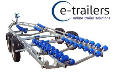 EXTREME 3000kg SUPER ROLLER BOAT TRAILER - 52 ROLLERS WITH SWING CRADLES - 24ft BOATS 7.8m RIBS