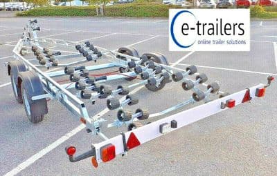 EXTREME 3500kg  SUPER ROLLER 3 SWING BEAM BOAT TRAILER - 32ft BOATS RIBS 10.6m