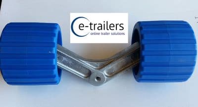 EXTREME BOAT TRAILER ALLOY WING BRACKET BLUE BLACK WOBBLE ROLLERS -PINS/WASHERS