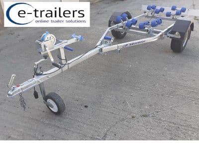 EXTREME WIDE WHEEL 750kg Blue roller Jet Ski Boat Rib Trailer for up to 15' or 4.3m