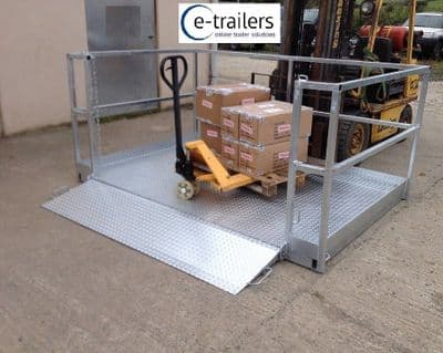Galvanised container lorry trailer loading platform for forl lift telehandler
