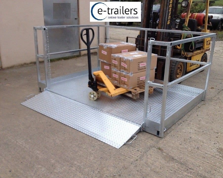 Galvanised container lorry trailer loading platform for fork lift ...