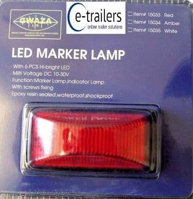 GWAZA TRAILER RED REAR LED MARKER  LIGHT LAMP 10-30v - 74x38x30mm