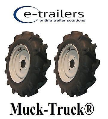 LEFT & RIGHT WHEEL TYRE FOR Muck-Truck® POWER-BARROWS MOTORISED WHEEL BARROW x 2 loncin honda belle ROTAVATOR OPEN CENTRE CENTER LUG CHEVRON TYRES 4