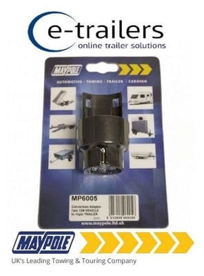 MAYPOLE 7 PIN CAR TO 13 PIN TRAILER CARAVAN PLUG ADAPTER CONVERTER SOCKET MP6005