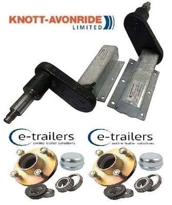 PAIR 550 KG EXTENDED KNOTT GALVANISED TRAILER SUSPENSION UNITS + 100mm PCD HUB