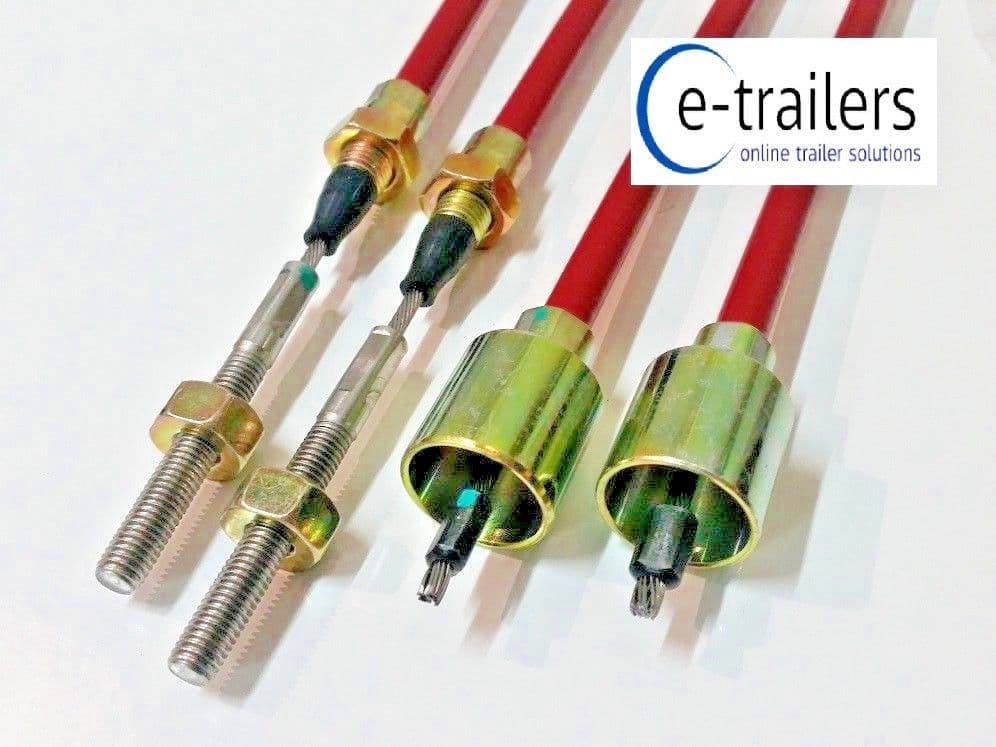 PAIR 930mm STAINLESS STEEL DETACHABLE TRAILER BRAKE CABLES FOR ALKO