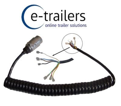 Trailer 7 pin metal plug 2.5m Spade Connect Extension Curly Cable Ifor Williams