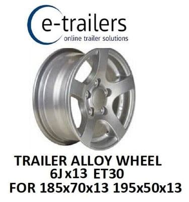 TRAILER ALLOY WHEEL 6Jx13 5 Stud 112 PCD ET30 FITS 185x70x13 OR 195x50x13 TYRE